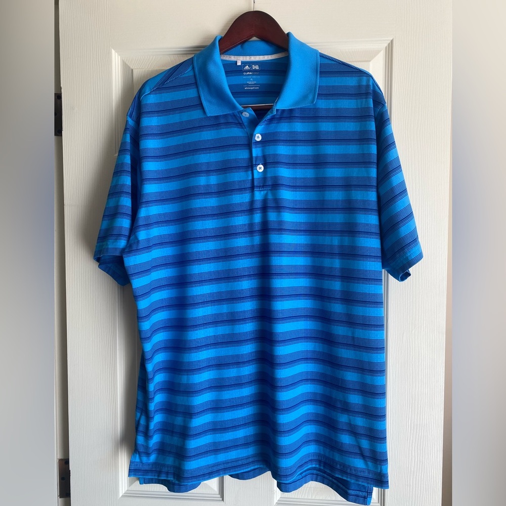 adidas Men's Vibrant Blue Striped Polo